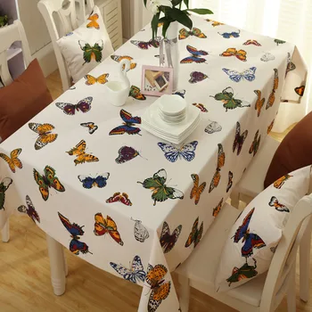 

Table Cloth Pastoral Style Butterfly Print Rectangle Square Table Cover Tablecloth Home Textile Home Kitchen Decoration