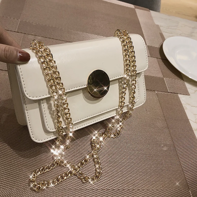 

Square Sling Bag Versatile Fashion Chain Crossbody Bag Western Style WOMEN'S Bag New Style 2019 Simple Textured Bag