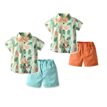 

1-7 Years Kid Baby Boy Gentleman Clothes Set Short Sleeve Printed Shirt+Shorts Outfit Infant Children Boys Set