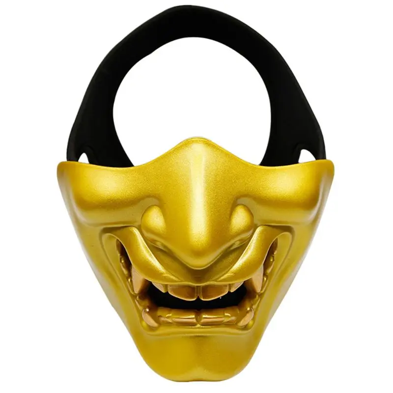 Half Face Mask Cosplay Kabuki Samurai Devil Tactical Halloween Party Festival Prom COS Devil Horror Face