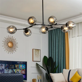 

Post-modern LED Chandeliers Indoor Lighting Living Room Villa Clothing Trend Chandelier Molecule Glass Ball Kitchen Bar Fixtures