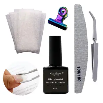 

HOT 14PCS Non-woven Silks Natural & Flexible 1PC Fiber Builder For Nail Extension Silk Fiberglass Gel Tips Extension Fiber Kits