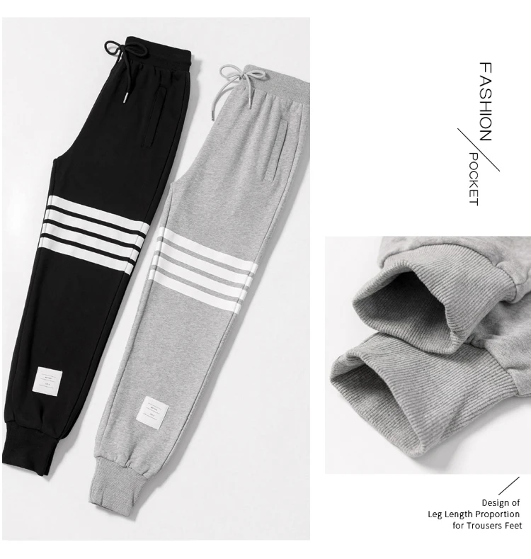 BIVIGAOS Four Bars Cotton Gray Sport Pants Women New Korean Casual Sweatpants Slim Joggers Pants Spring Autumn Sweat Pants
