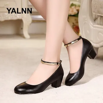 

Yalnn High Heels Shoes Med Woman Pumps Women Shoes Slip-On High Heel Bridal Shoes Round Square Heels Bukle Shoes Pumps Dress