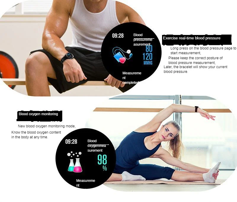 CF58 Smart Bracelet Blood Pressure Heart Rate Men And Women Pedometer Large Color Screen Bluetooth Sports Bracelet Round Screen
