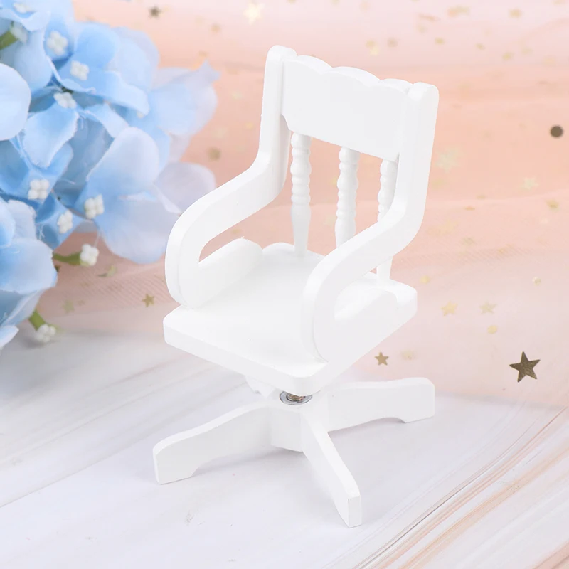 1:12 Кукольный домик миниатюрная мебель белый деревянный вращающийся стул пеньковая веревка сиденье для Аксессуары для кукольных домов Декор Игрушки