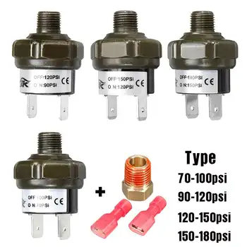 

1 SET 12V 24V 1/8" TO 1/4" NPT Connector Adapter Air Compressor Tank Pressure Switch Control 70/ 90/100/120/150/180PSi