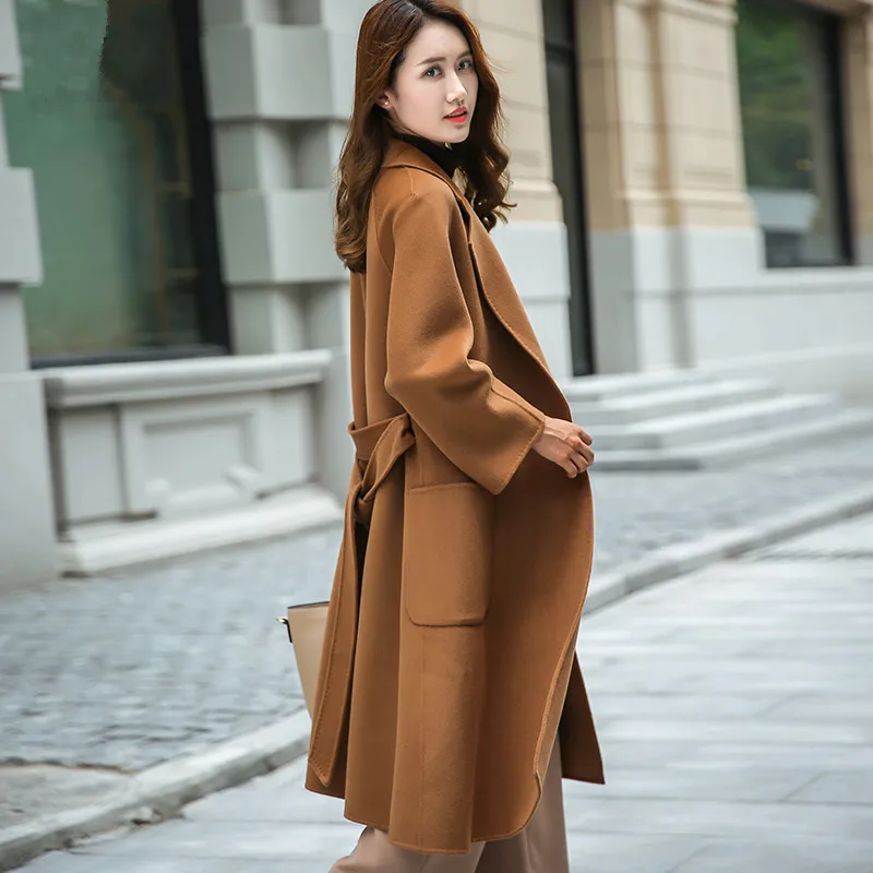 AYUNSUE двустороннее шерстяное пальто осенне-зимняя куртка Женское шерстяное пальто женское корейское длинное пальто Casaco Feminino MY3793 - Цвет: camel
