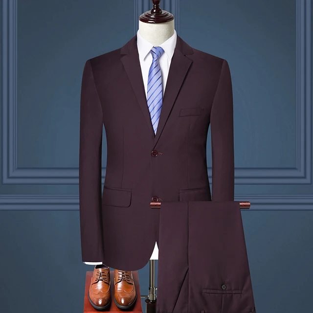Men's Suit Jacket+Pants Formal Business Office Suit Wedding Suit Ceremony Suit Slim Fit Two Pcs Set Men's Tuxedo Single-Breasted M-Plus Size 4XL Men's Suits 1