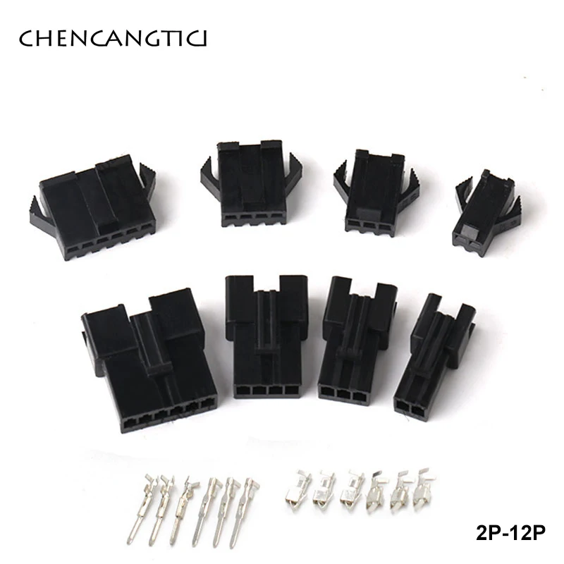 Electrical Connectors 1 Set 2-12 Pin SM 2.54 Pitch Male Female Connectors Housing Car LED Power Cord Plug