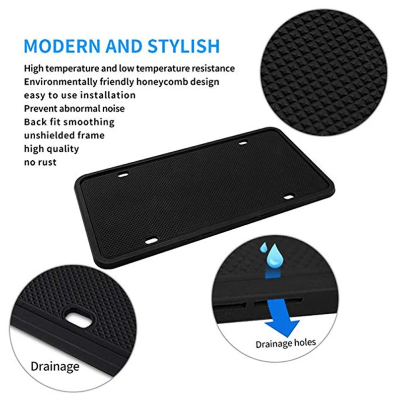 Silicone Universal Car License Plate Frame Scratch-Resistant Rust-Proof Durable Car License Cover Holder Car Exterior Parts