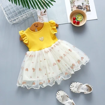 

PatPat 2020 New Summer and Spring Baby / Toddler Girl Pretty Heart Decor Tulle Dresses Baby Girl Children Kids Clothes