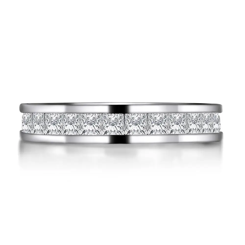 Fashion 925 Sterling Silver Full Eternity Women Engagement Ring Simulated Diamond Wedding Silver Bridal Rings Jewelry - 2