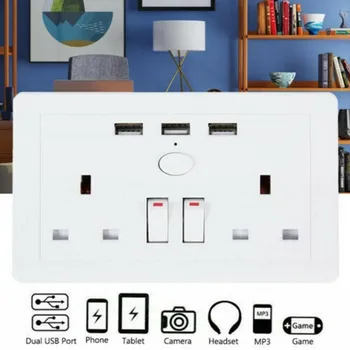 

1pc USB Wall Socket Uk Standard Wall Power Socket Switched Universal Charger Power Socket Uk Plug For Home USB Wall Socket