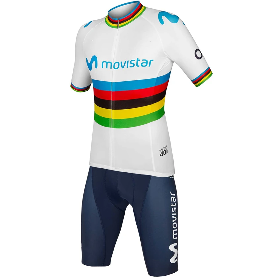 Белый Новинка, летний спортивный костюм movistar team для триатлона, для велоспорта, мужской комбинезон ropa MTB ciclismo, комплект одежды для велоспорта - Цвет: Белый