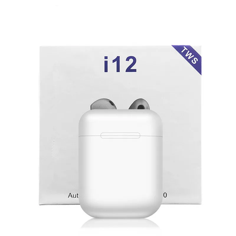I12 TWS Беспроводные Bluetooth 5,0 Смарт сенсорные наушники супер бас стерео Спортивная гарнитура с зарядным устройством мини PK i27 i13 Origina - Цвет: Белый