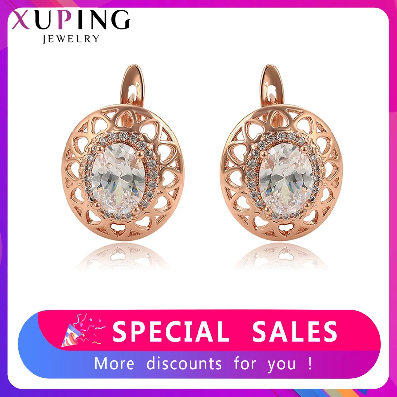 Xuping-pendientes redondos y delicados para mujer, aretes chapados en rosa para mujer, estilo moderno, regalos de 98264 - AliExpress Joyería accesorios