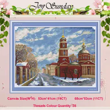 

Winter in Russia counted 11CT 14CT Scenery Cross Stitch Sets DIY Chinese Cross-stitch Kits Embroidery Needlework Home Decor
