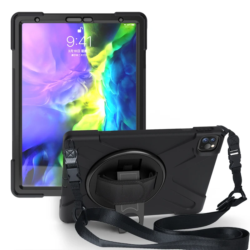 

Case For iPad Pro 11 2020 11 inch Heavy Duty Rugged Protection Cover with Kickstand Hand+Neck Strap