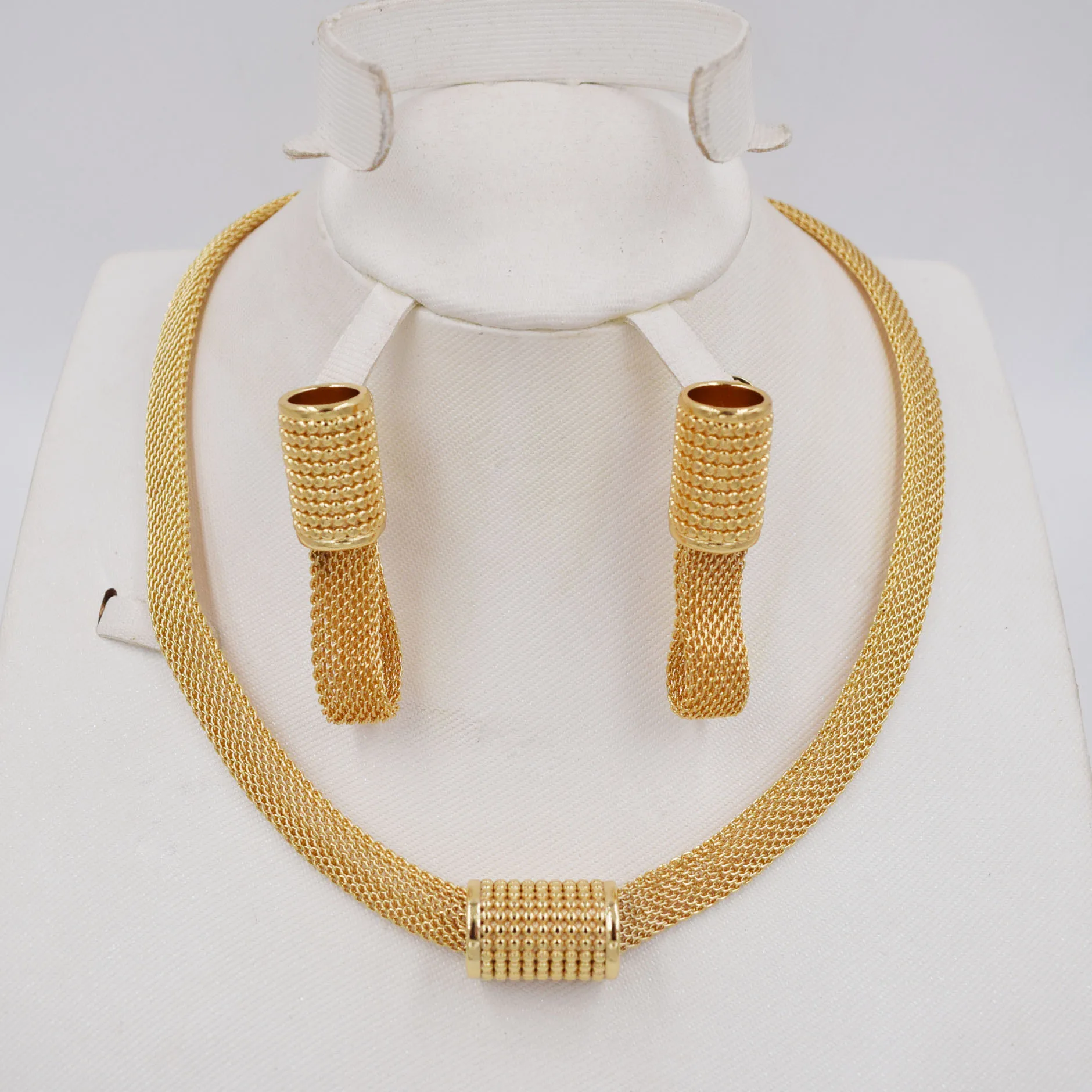 Высокое качество Ltaly 750 золотой цвет набор украшений для женщин африканские бусы ювелирные изделия ожерелье набор серьги ювелирные изделия