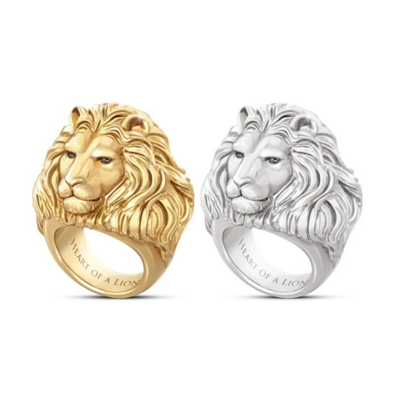 HipHop Domineering African Lion Head Ring Fashion-Knuckle Rock Punk Style Gothic Jewelry Accessories for Men | Украшения и