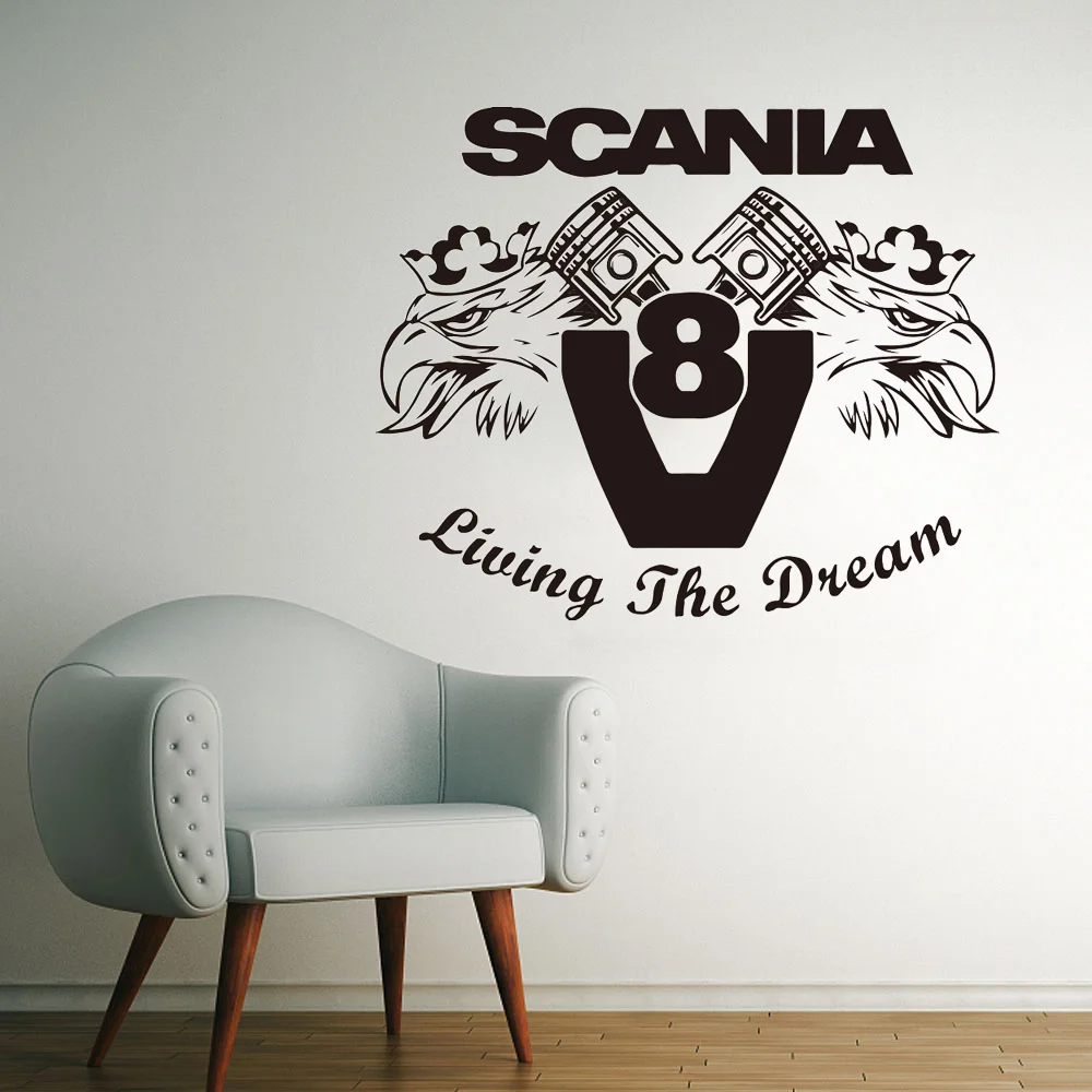 Scania Living The Dream V8 Svembra Griffe Truck Hgv Lkw Sticker Decalcomania Vinile Car Vehicle Murals