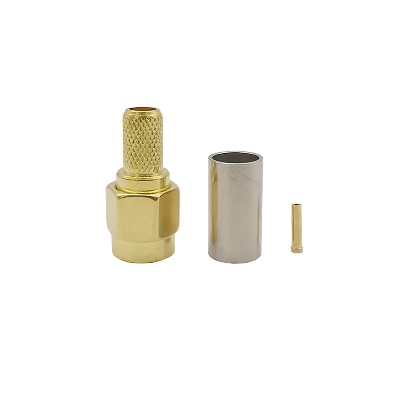 ALLiSHOP RP SMA штекер RF Coax разъем обжимной для RG58 LMR195 RG142 RG400 кабель прямой позолоченный