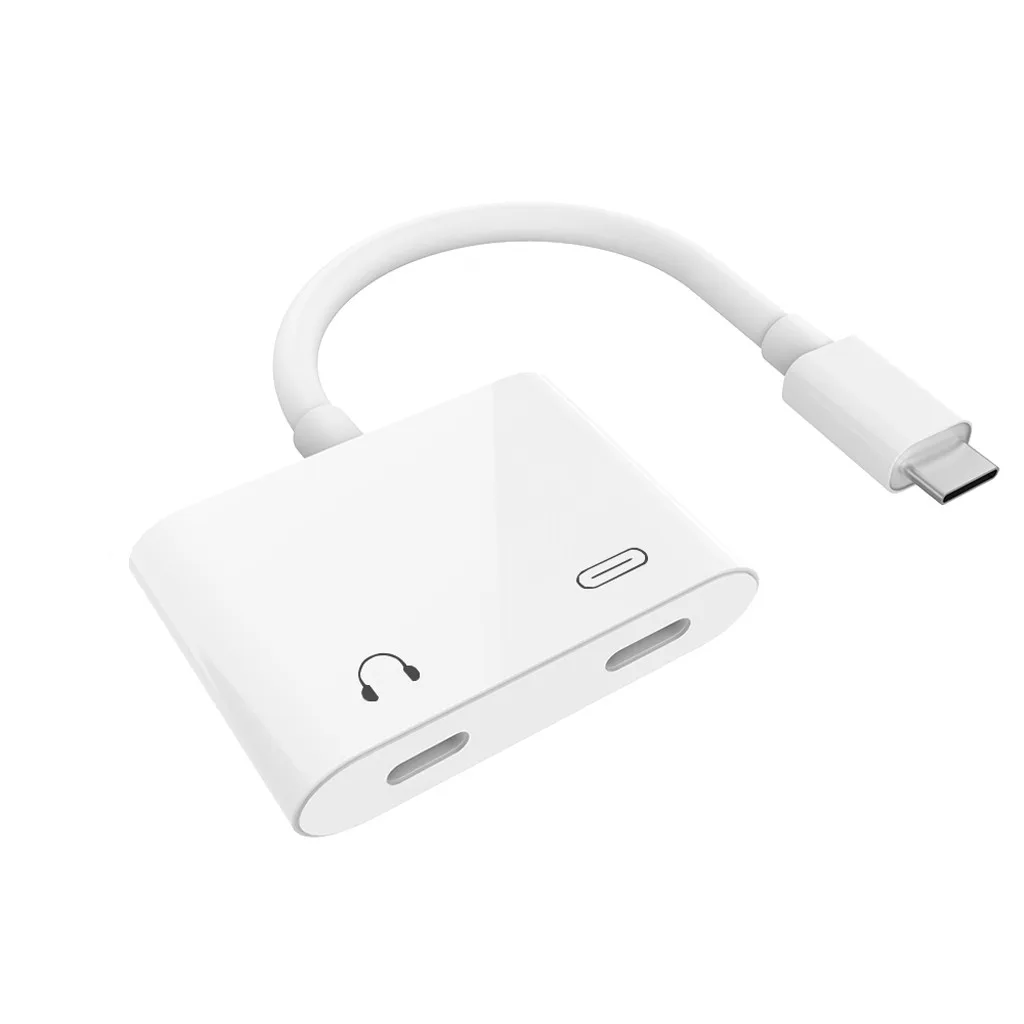 Адаптер type C 3A для быстрой зарядки 2 в 1 разветвитель двойной USB аудио зарядное