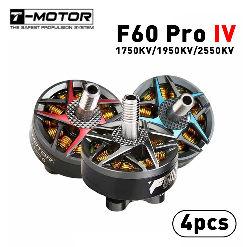 

4pcs/lot T-motor F60 Pro IV IIII Generation 4 2207 1950KV 2550KV 5-6S Brushless Motor T5146 T5150 Props for RC FPV Racing Drone
