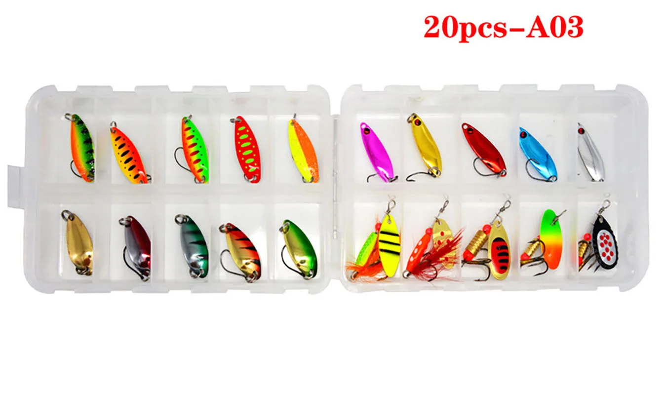 30pcs Trout Spoon Metal Fishing Lures Spinner Baits Bass Bright