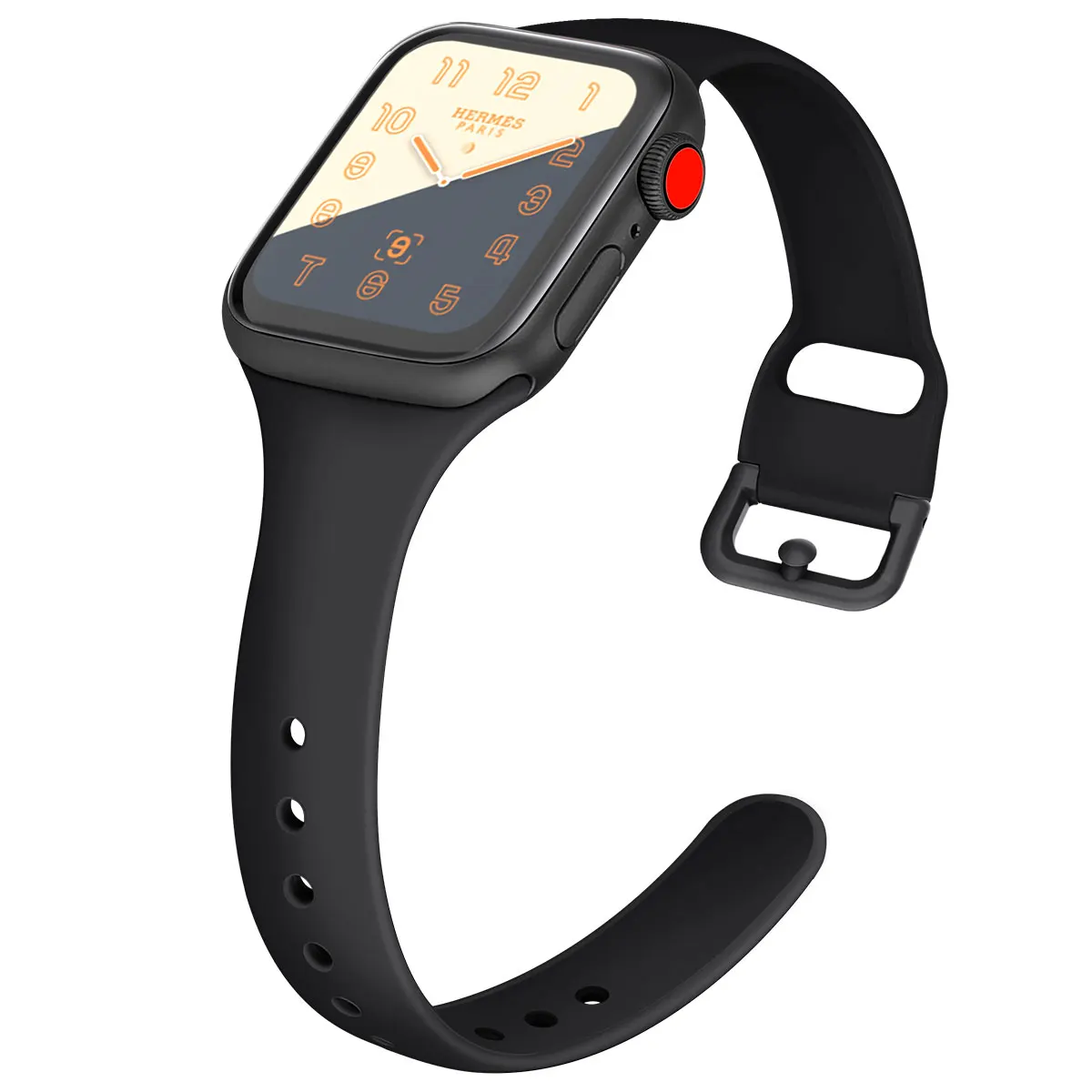 black Ремешок для Apple Watch 38 мм 42 мм спортивный силиконовый iWatch 5 4 ремешок 44 мм 40 мм ремень браслет correa Apple watch 5 4 3 Аксессуары - Цвет ремешка: black