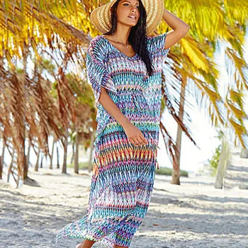 

Free size Chiffon Beach Cover up Dresses 2020 Womens Beachwear Cover ups Beach Tunic Sarong Pareos de Playa Mujer Bikini Dress