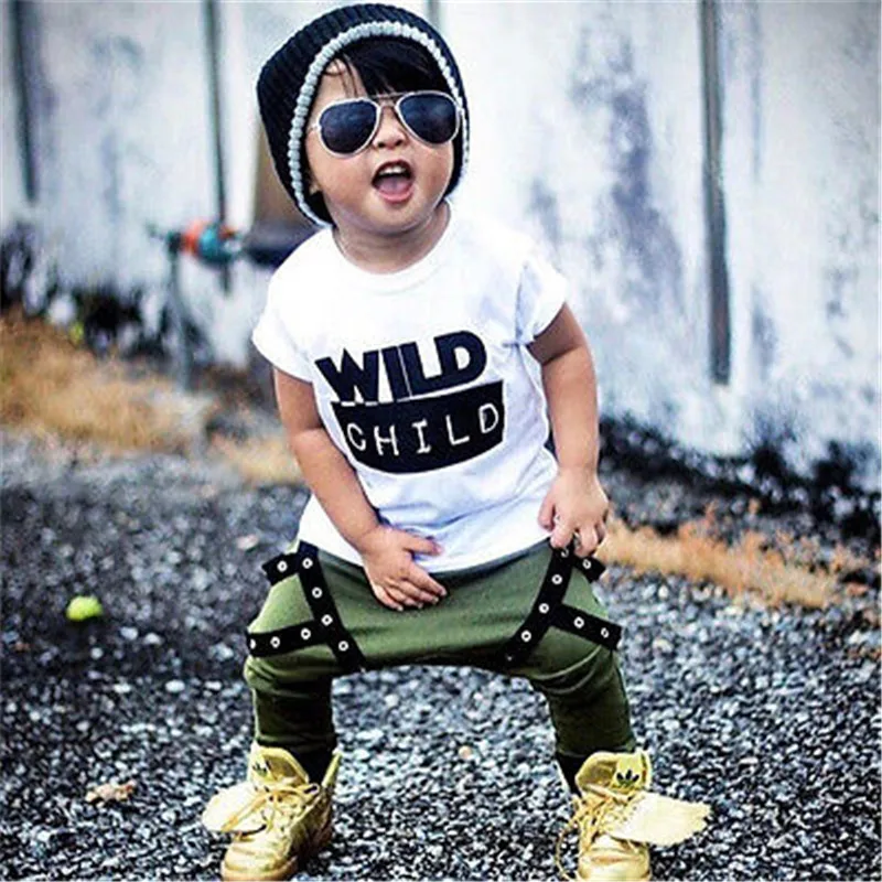 Модная одежда Pudcoco для маленьких мальчиков Детская летняя футболка с коротким