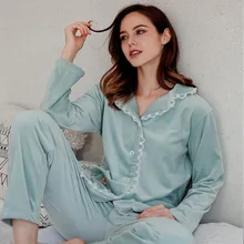 Новые пижамы для женщин коралловые бархатные пижамы зимняя версия толстых пижам с длинными рукавами и брюками Домашняя одежда из двух предметов