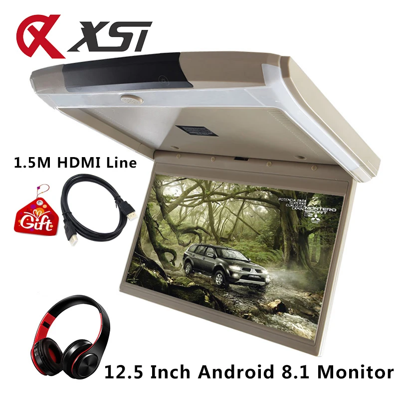 Xst 12 5 インチのアンドロイド 8 1 車の天井モニターマウント屋根 Hd 1080p ビデオ Ips スクリーン Wifi Hdmi Usb Sd Fm Bluetooth スピーカー ゲーム Car Monitors Aliexpress