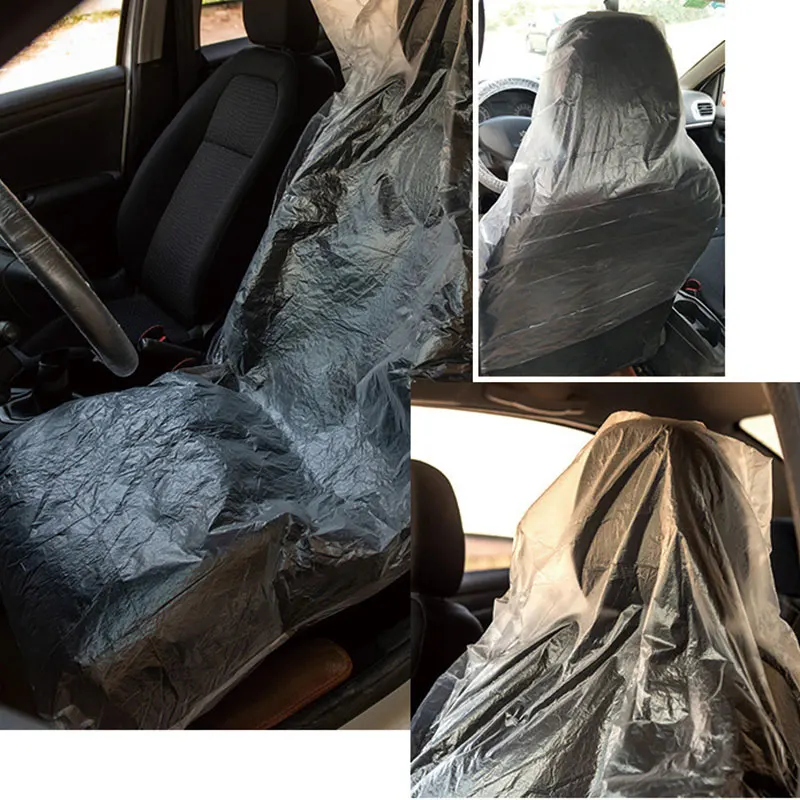 Feardevil 100pcs Disposable Car Soft Seat Cover Plastic Universally Waterproof Care Cleaning Beauty Repair Protective Cover
