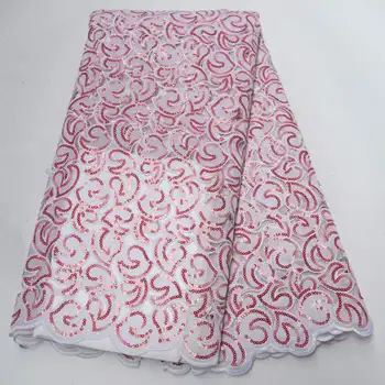 

High Quality Organza Lace with Stones Pink African Mesh Lace Fabric Embroidered Velvet Lace Fabric for Women Wedding K2154