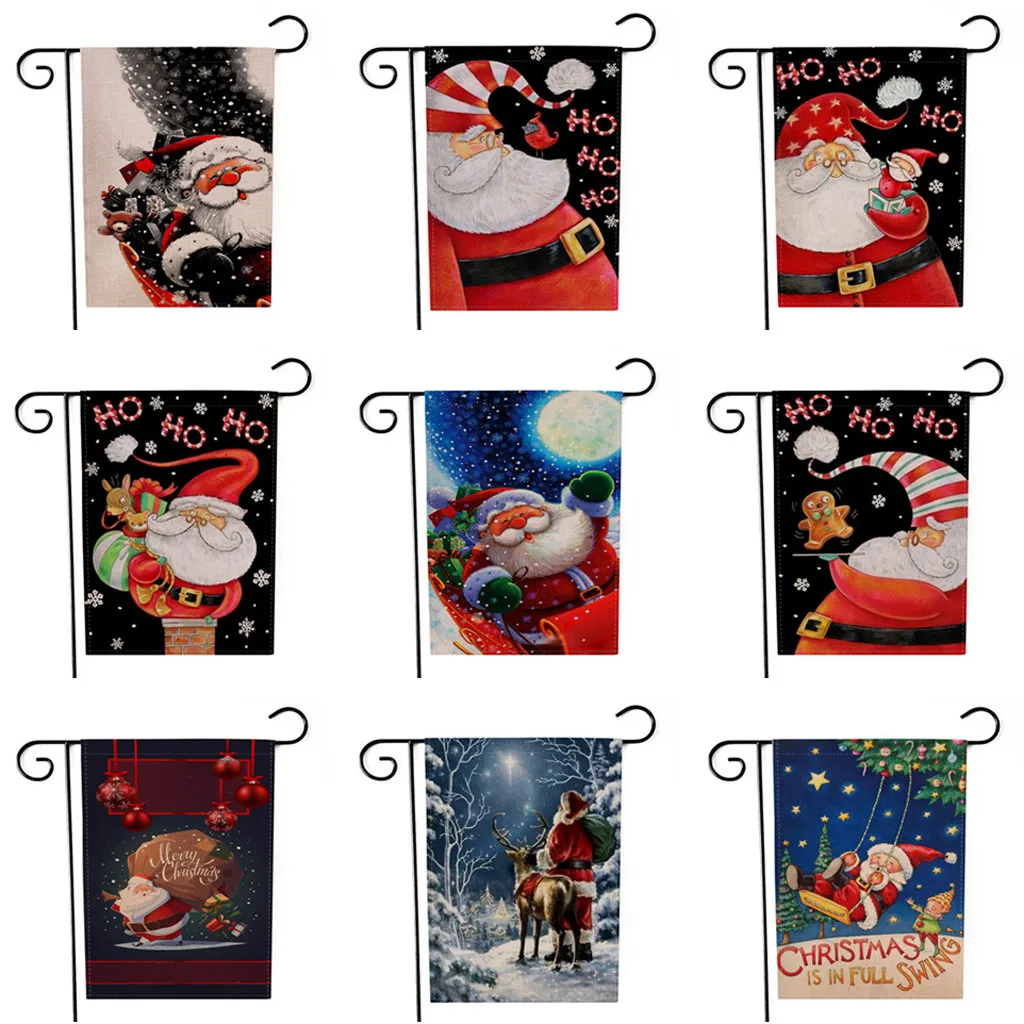 

2019 New Christmas Garden Flag Santa Claus Double Sided Banner Outdoor Lawn Decor Flag #YC103