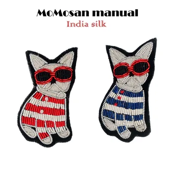 

Indian silk embroidery patch cats animal cartoon patches for hats bag badges applique patches for clothing VP-1268