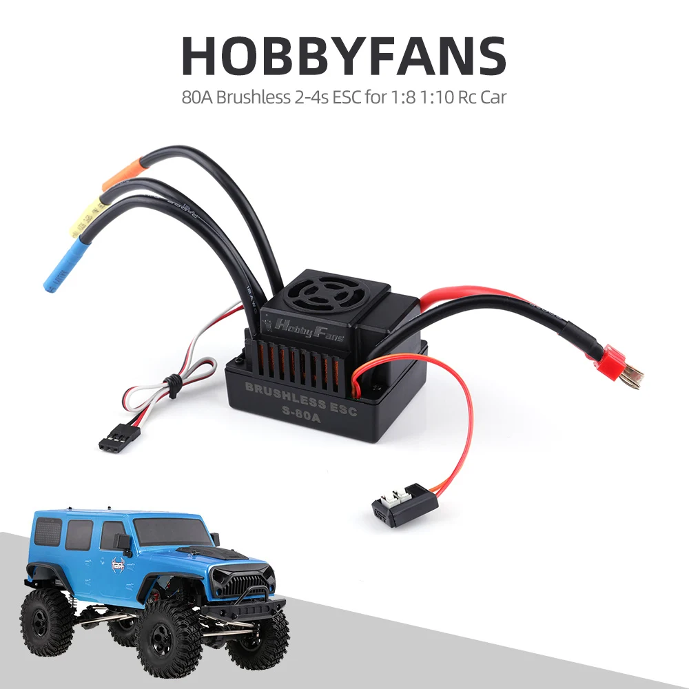 HOBBYFANS 60/80/120A бесколлекторный 2-3/4s ESC с BEC и картой программирования для 1:8 /1:10 RC Car