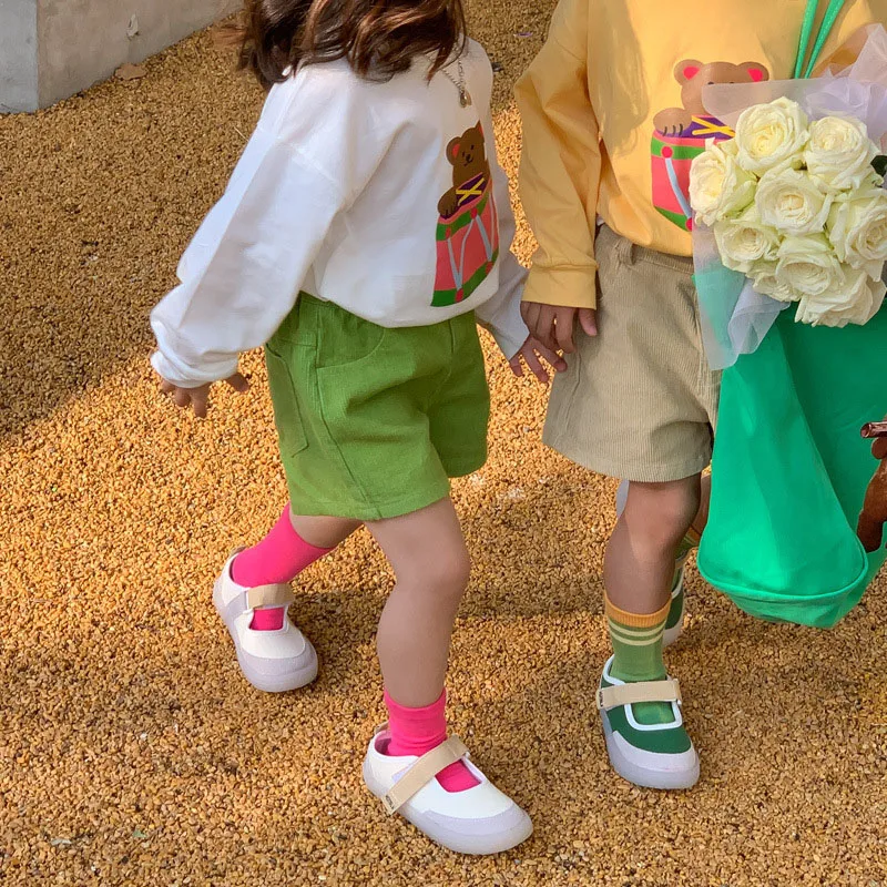 MILANCEL Kids Clothes Corduroy Girls Shorts Solid Boys Shorts Korean Children Pants