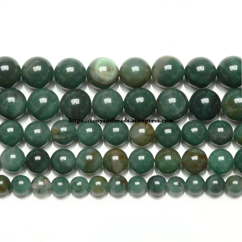 6/8/10/12mm Natural Smooth Green Jade Round Gemstone Loose Beads 15'' Strand 
