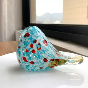 

Colorful Crystal Glass Blown Birds Animal Figurines Miniature Hand Blown Modern Miniatures Home Decor Accessorie Christmas Gift
