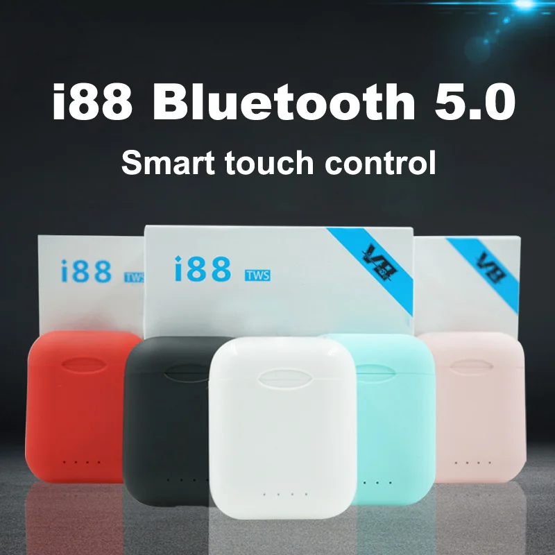 I88 TWS беспроводные Bluetooth наушники, портативные мини наушники с зарядным устройством, уличные спортивные гарнитуры, умное сенсорное управлен... I88 TWS беспроводные Bluetooth наушники, портативные мини наушники с зарядным устройством, уличные спортивные гарнитуры, умное сенсорное управлен...