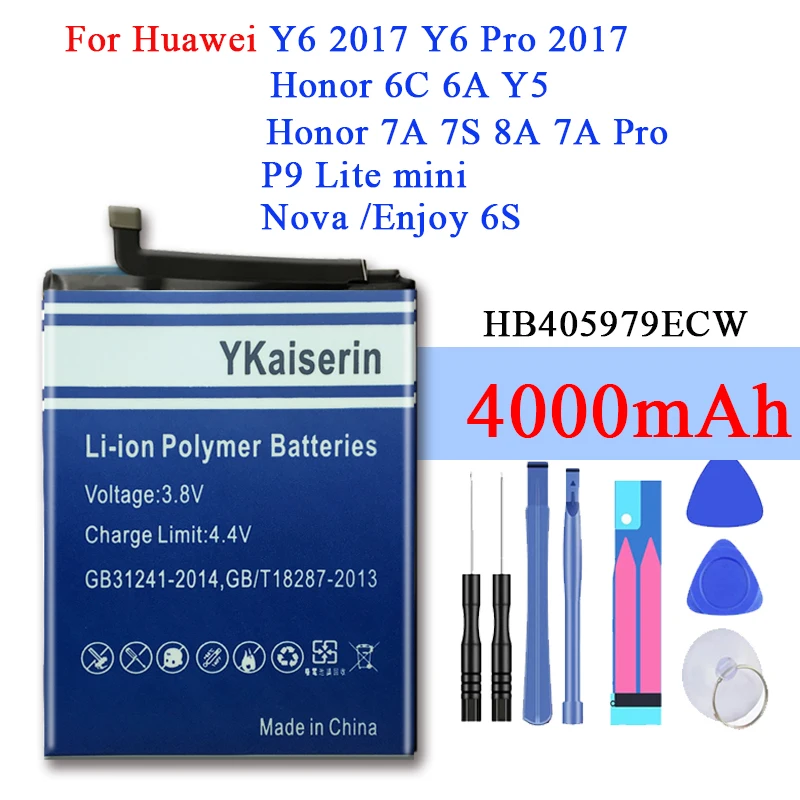 Сменный аккумулятор для Huawei Nova/Enjoy 6S/Honor (6C 6A 7A 7S 8A Pro)/( Y5 Y6 Pro) 2017/P9 Lite mini HB405979ECW 3020