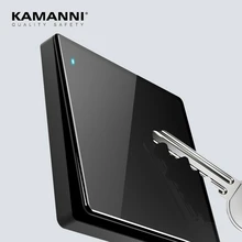 

FLKL Luxury Light Switch General Standard mirror Tempered Glass 1Gang 1 Way Switch Black Power Push Botton Switch AC 10A 220V