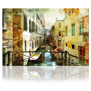 

Vintage Architecture Prints Venice Grand Canal Boat Wall Art Canvas Italy Town Cityscape Painting Abstract Watercolor Picture