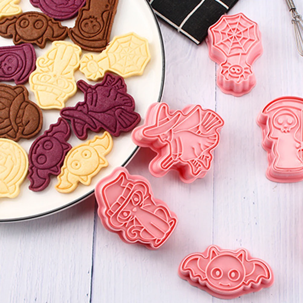6pcs/set Halloween Cookie Cutters Mold Plastic Bakery Mold Cake Decorating Tools Baking Accessories Party Decoration