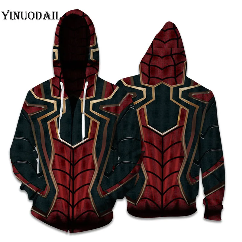 YINUODAIL мужские толстовки Мстители 3D Толстовка Marvel Железный человек-паук косплей