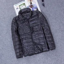 Мужской s пуховик, легкое пальто, стоячий воротник, короткий, размера плюс, 6XL, ультра тонкий пуховик, мужской, Повседневный, ветрозащитный, белый, утиный пух, пальто